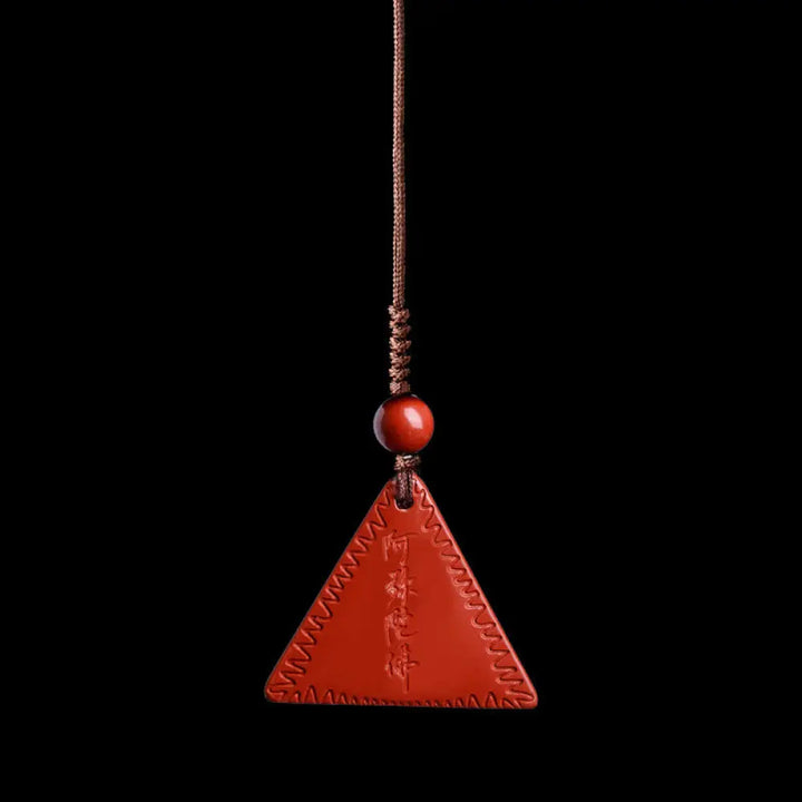 Buddha Stones Cinnabar Amitabha Calm Necklace Pendant - BWOOOH - Orange-Red Cinnabar / Phone Hanging Decoration