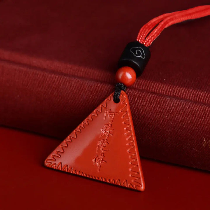 Buddha Stones Cinnabar Amitabha Calm Necklace Pendant - BWOOOH - Orange-Red Cinnabar / Red Rope - Necklaces &amp; Pendants
