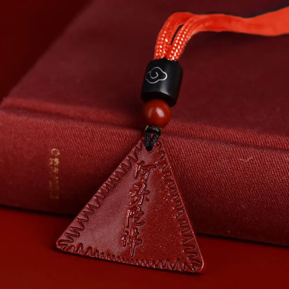 Buddha Stones Cinnabar Amitabha Calm Necklace Pendant - BWOOOH - Purple-Red Cinnabar / Red Rope - Necklaces &amp; Pendants