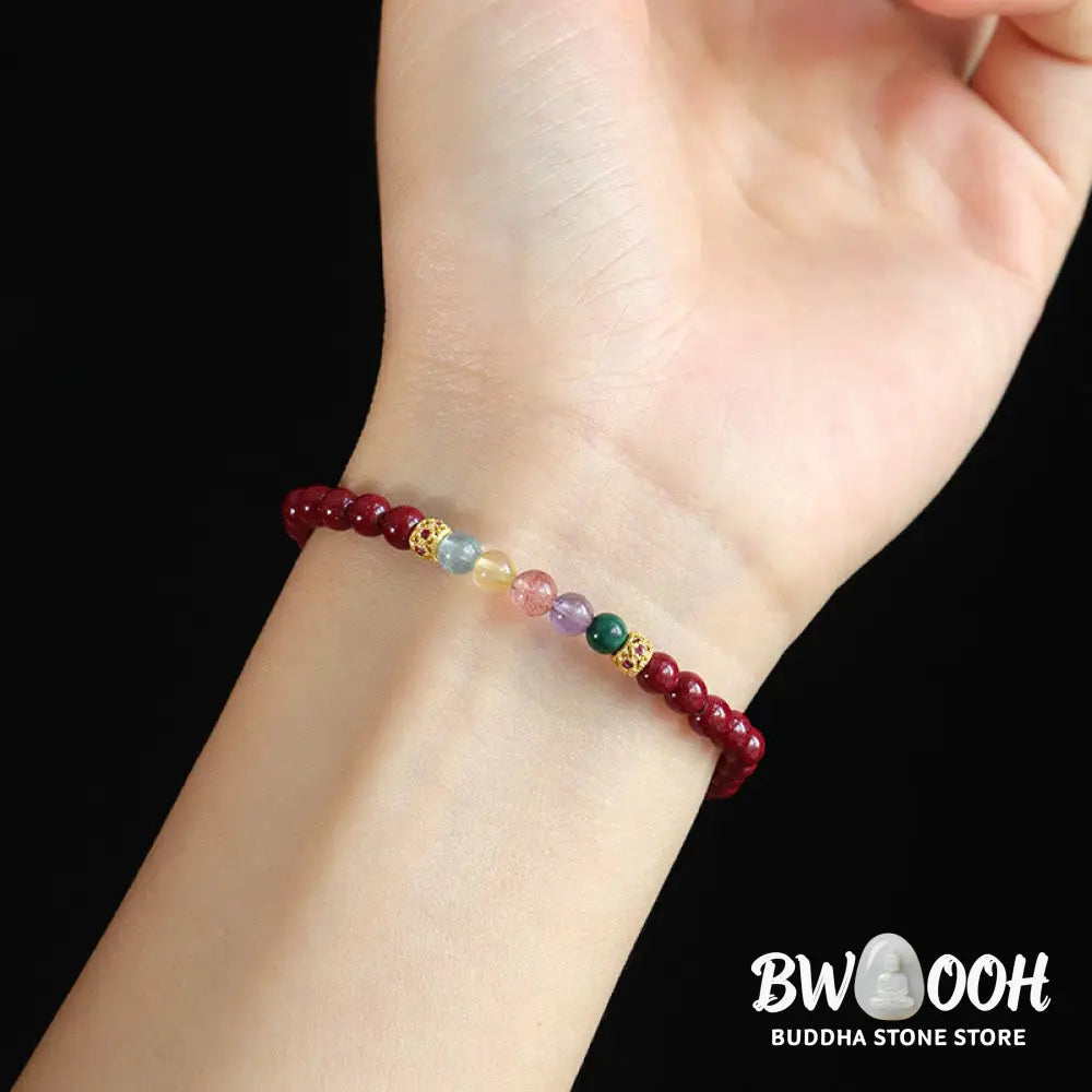 Buddha Stones Cinnabar Aquamarine Citrine Strawberry Quartz Amethyst Malachite Blessing Bracelet - BWOOOH - Bracelet