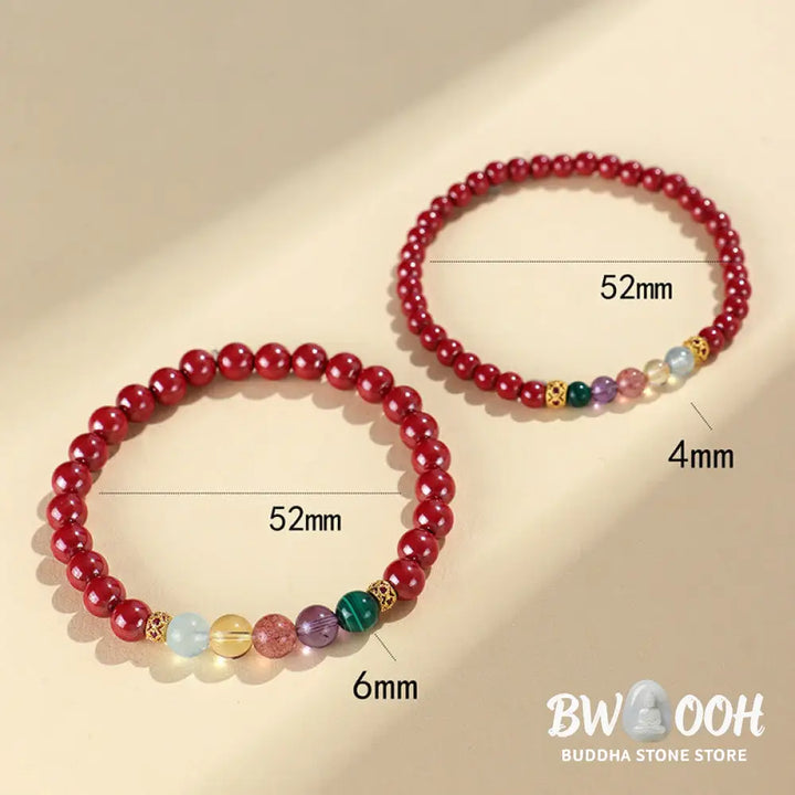 Buddha Stones Cinnabar Aquamarine Citrine Strawberry Quartz Amethyst Malachite Blessing Bracelet - BWOOOH - Bracelet