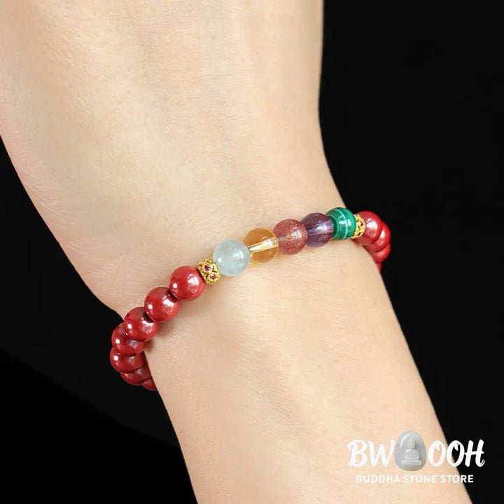 Buddha Stones Cinnabar Aquamarine Citrine Strawberry Quartz Amethyst Malachite Blessing Bracelet - BWOOOH - Bracelet