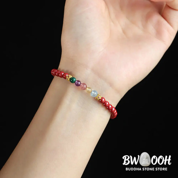 Buddha Stones Cinnabar Aquamarine Citrine Strawberry Quartz Amethyst Malachite Blessing Bracelet - BWOOOH - Bracelet