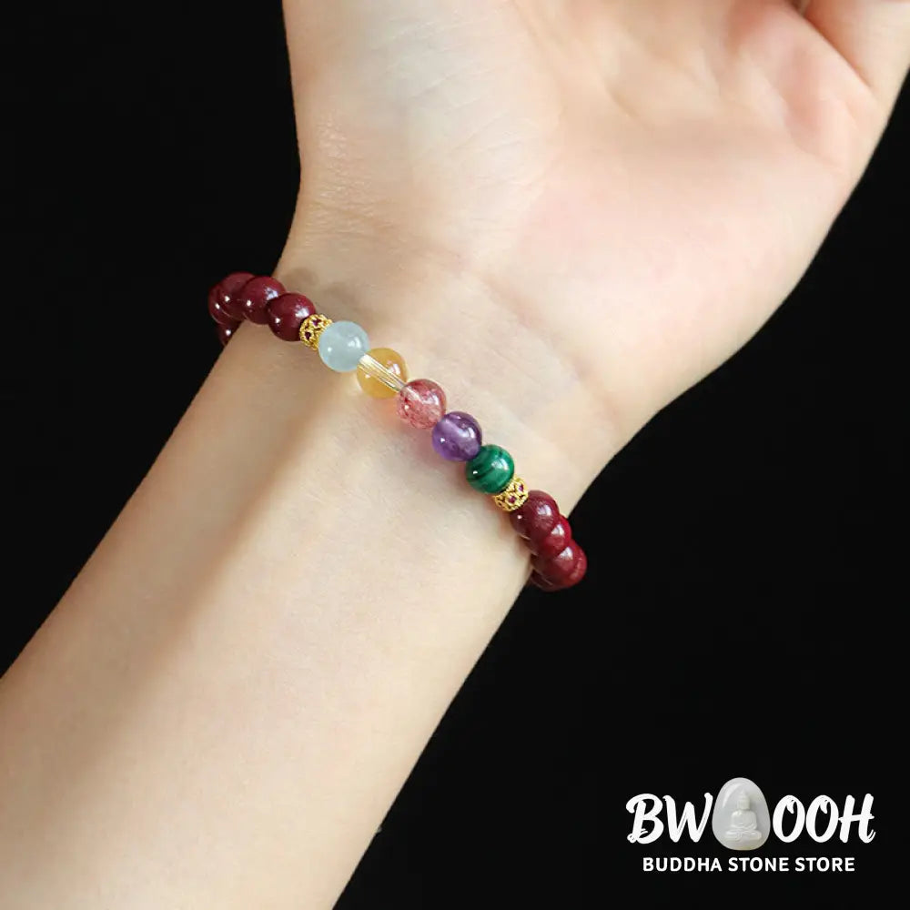 Buddha Stones Cinnabar Aquamarine Citrine Strawberry Quartz Amethyst Malachite Blessing Bracelet - BWOOOH - Bracelet