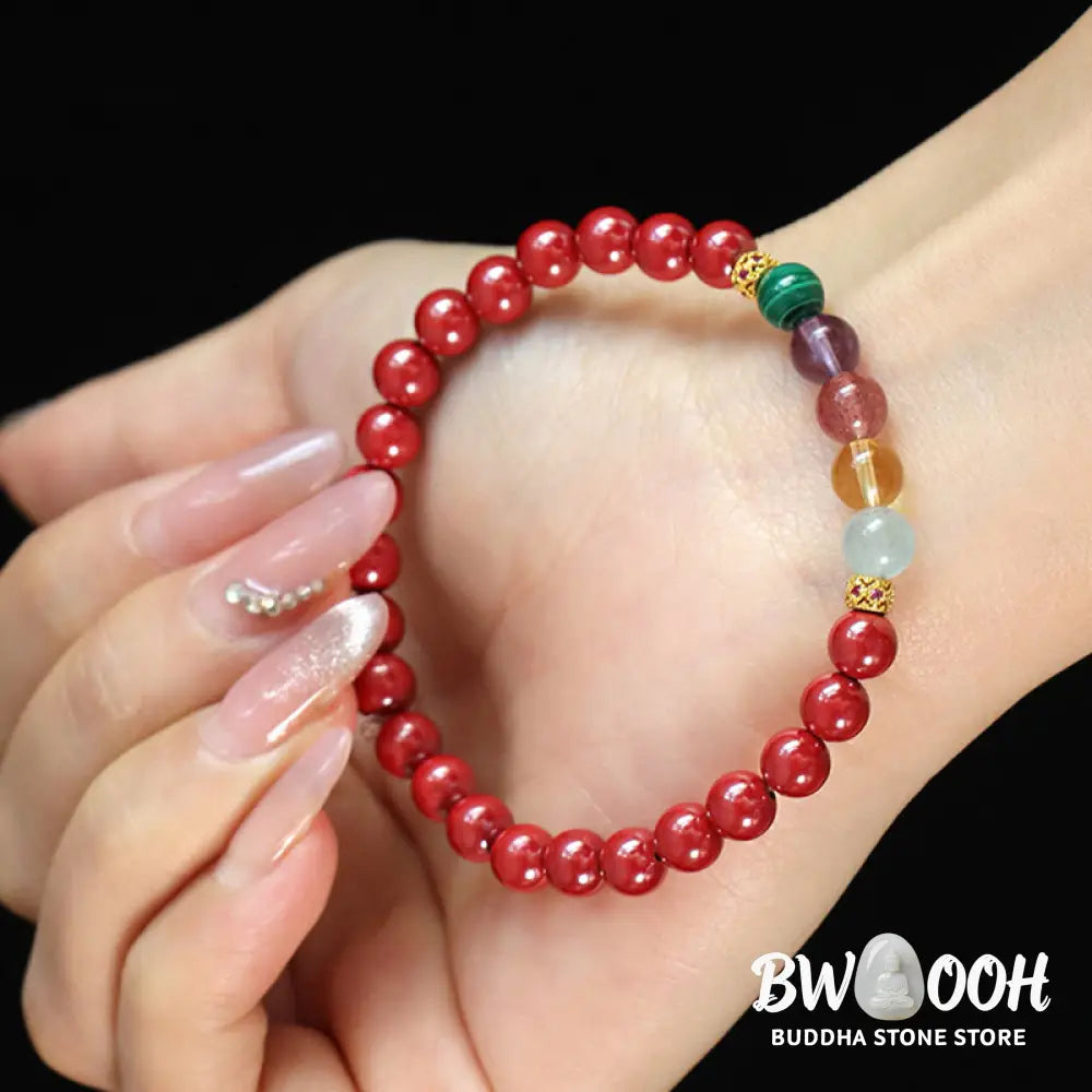 Buddha Stones Cinnabar Aquamarine Citrine Strawberry Quartz Amethyst Malachite Blessing Bracelet - BWOOOH - Bracelet