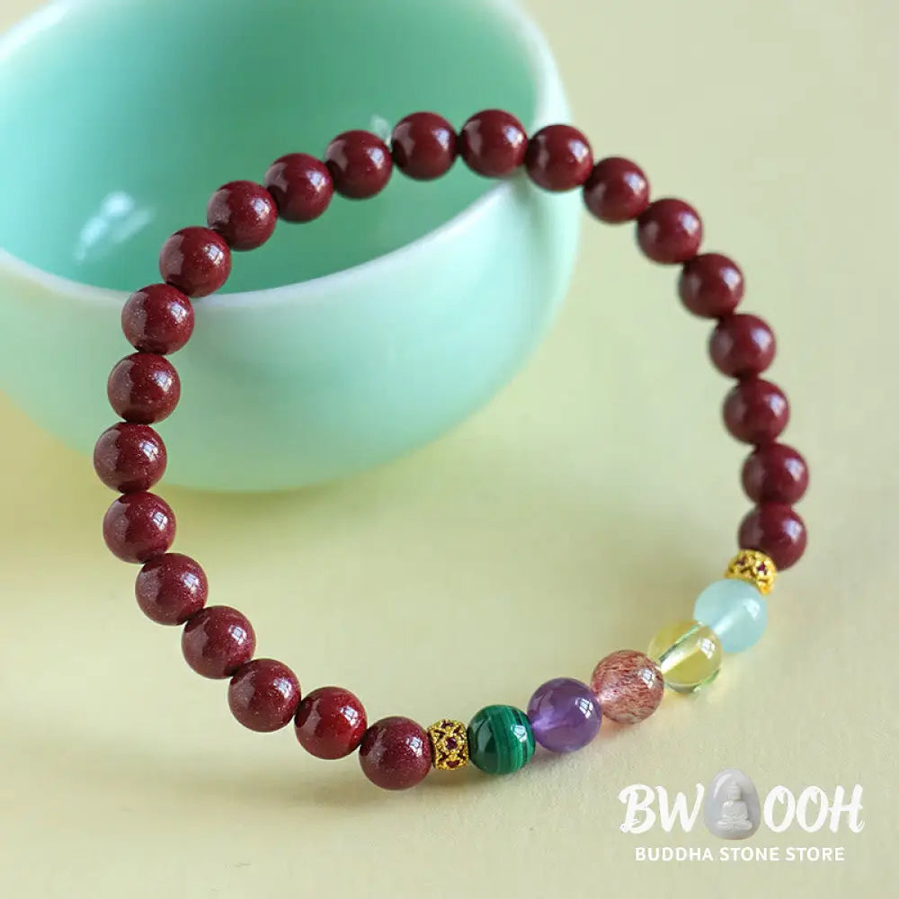 Buddha Stones Cinnabar Aquamarine Citrine Strawberry Quartz Amethyst Malachite Blessing Bracelet - BWOOOH - Bracelet