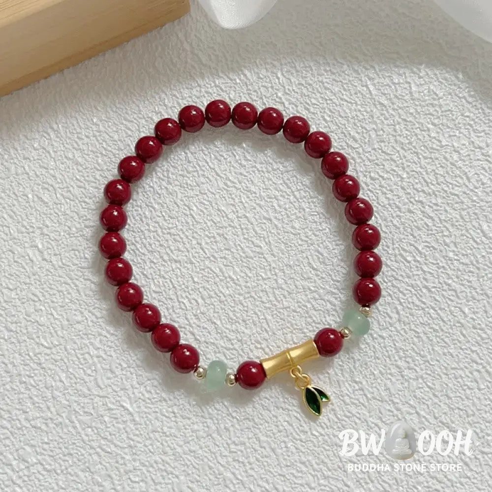 Buddha Stones Cinnabar Bamboo Concentration Bracelet - BWOOOH - Cinnabar(Wrist Circumference: 14-16cm) - Bracelet