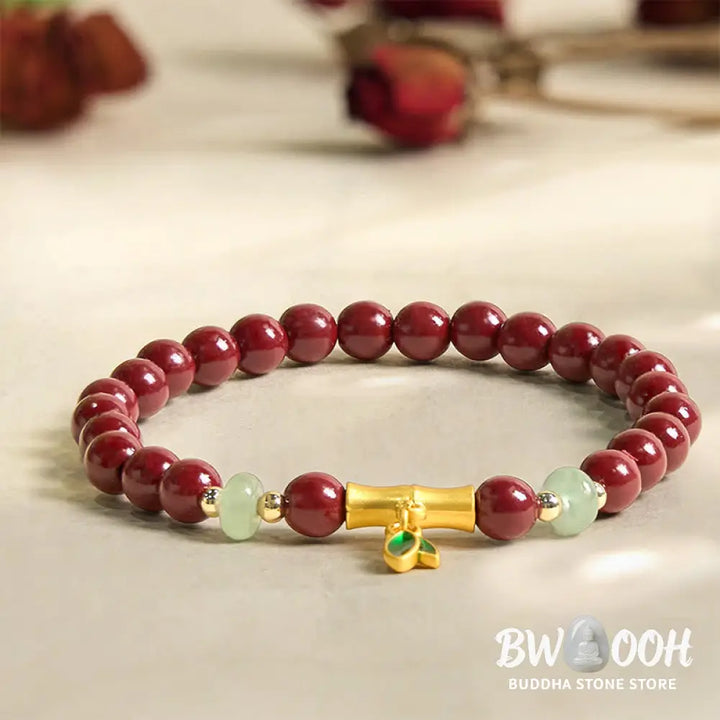 Buddha Stones Cinnabar Bamboo Concentration Bracelet - BWOOOH - Cinnabar(Wrist Circumference: 14-16cm) - Bracelet