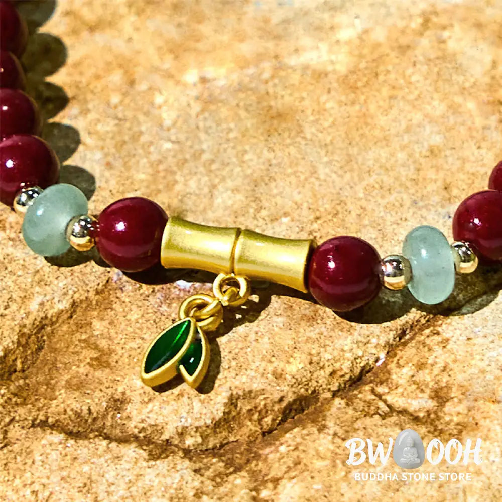 Buddha Stones Cinnabar Bamboo Concentration Bracelet - BWOOOH - Cinnabar(Wrist Circumference: 14-16cm) - Bracelet