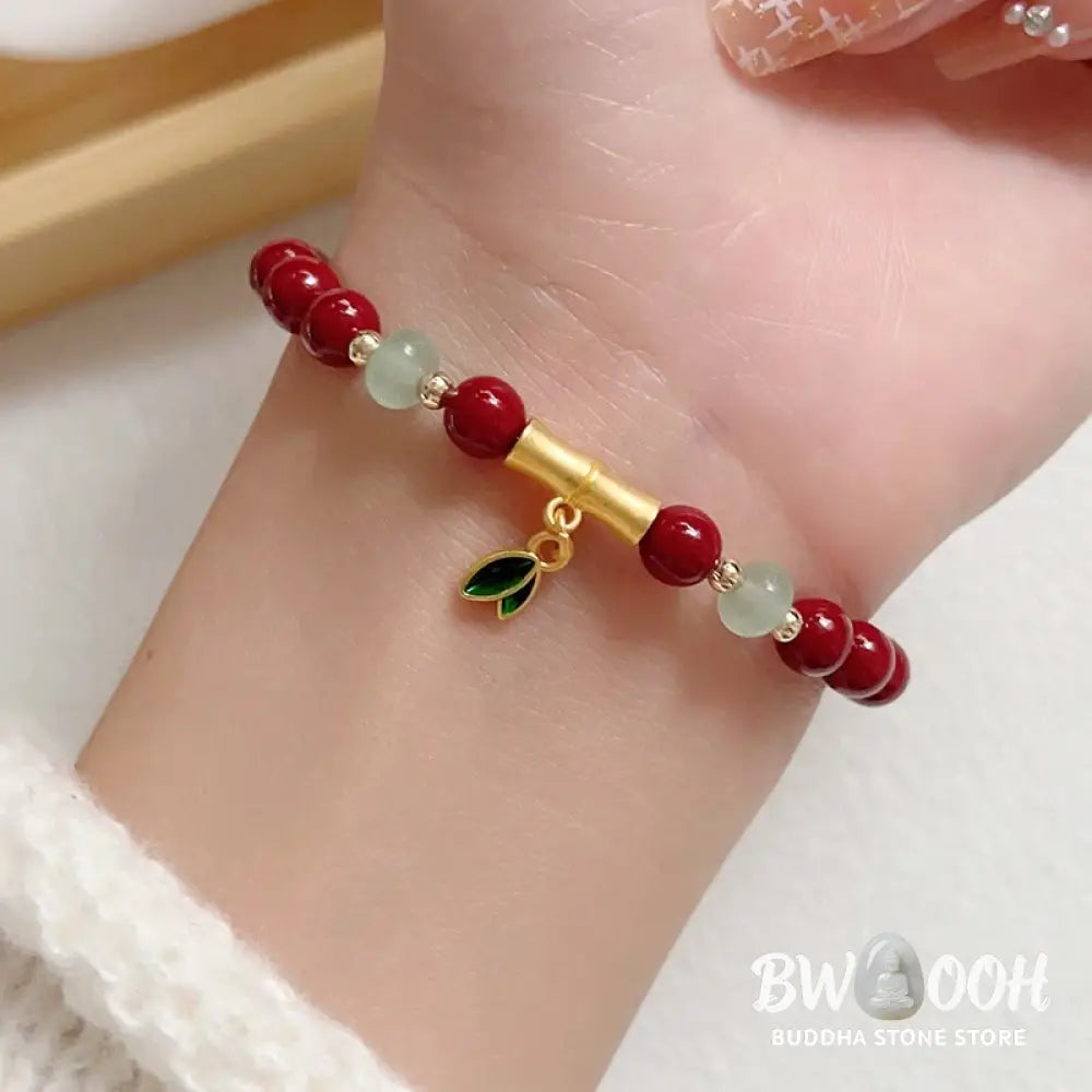 Buddha Stones Cinnabar Bamboo Concentration Bracelet - BWOOOH - Cinnabar(Wrist Circumference: 14-16cm) - Bracelet