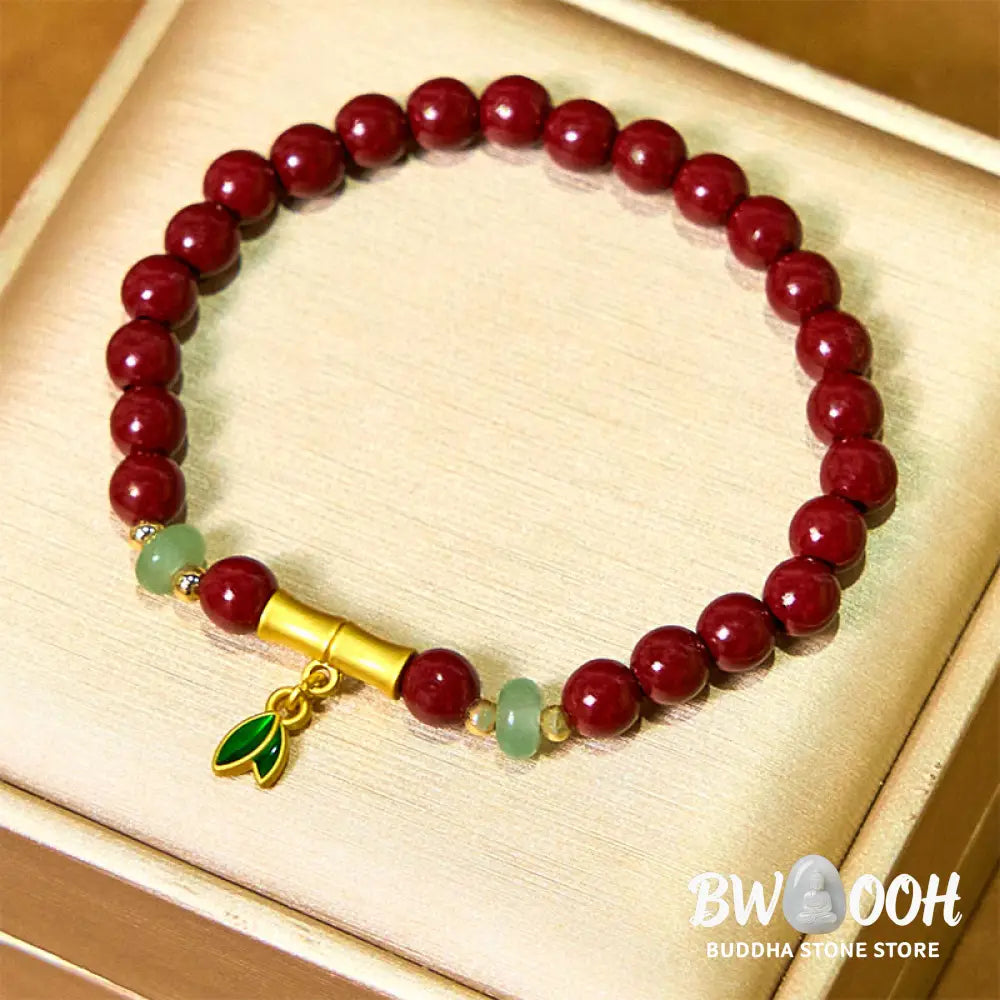 Buddha Stones Cinnabar Bamboo Concentration Bracelet - BWOOOH - Cinnabar(Wrist Circumference: 14-16cm) - Bracelet