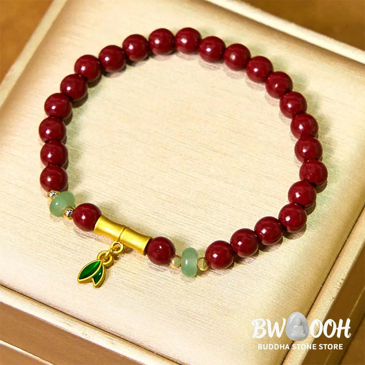 Buddha Stones Cinnabar Bamboo Concentration Bracelet - BWOOOH - Cinnabar(Wrist Circumference: 14-16cm) - Bracelet
