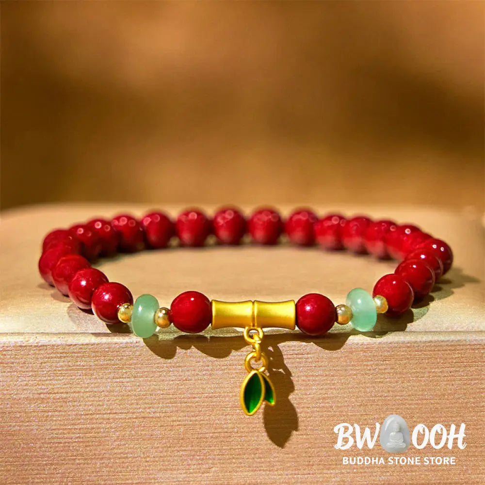 Buddha Stones Cinnabar Bamboo Concentration Bracelet - BWOOOH - Cinnabar(Wrist Circumference: 14-16cm) - Bracelet