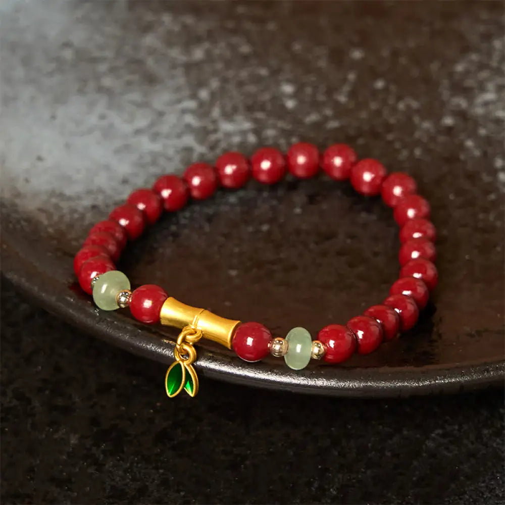 BWOOOH Cinnabar Bamboo Concentration Bracelet — Cinnabar crystal healing bracelet for spiritual healing and mindful living