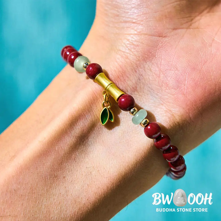 Buddha Stones Cinnabar Bamboo Concentration Bracelet - BWOOOH - Cinnabar(Wrist Circumference: 14-16cm) - Bracelet
