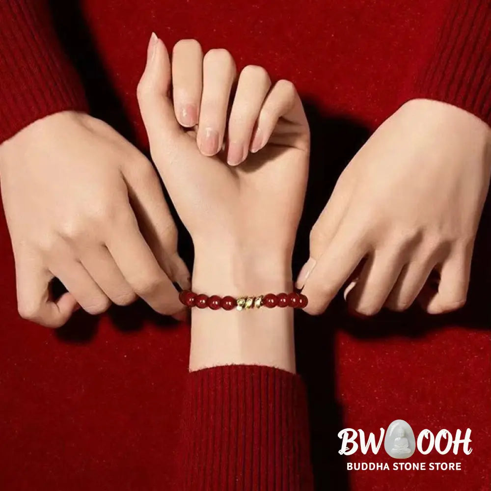 Buddha Stones Cinnabar Bead Hetian Jade Year Of The Snake Blessing Bracelet - BWOOOH - Bracelet