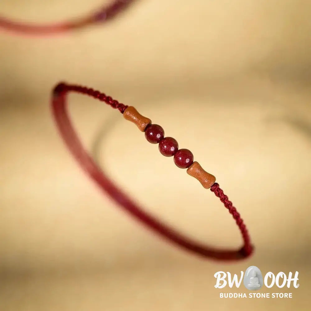 Buddha Stones Cinnabar Beads Peach Wood Blessing String Bracelet - Bracelet
