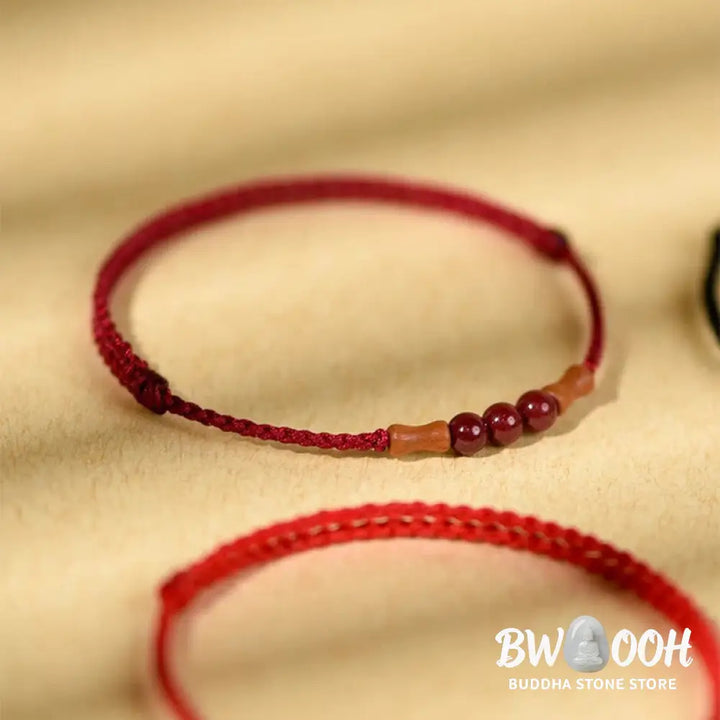 Buddha Stones Cinnabar Beads Peach Wood Blessing String Bracelet - Bracelet