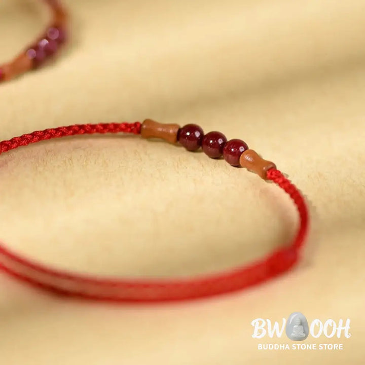 Buddha Stones Cinnabar Beads Peach Wood Blessing String Bracelet - Bracelet