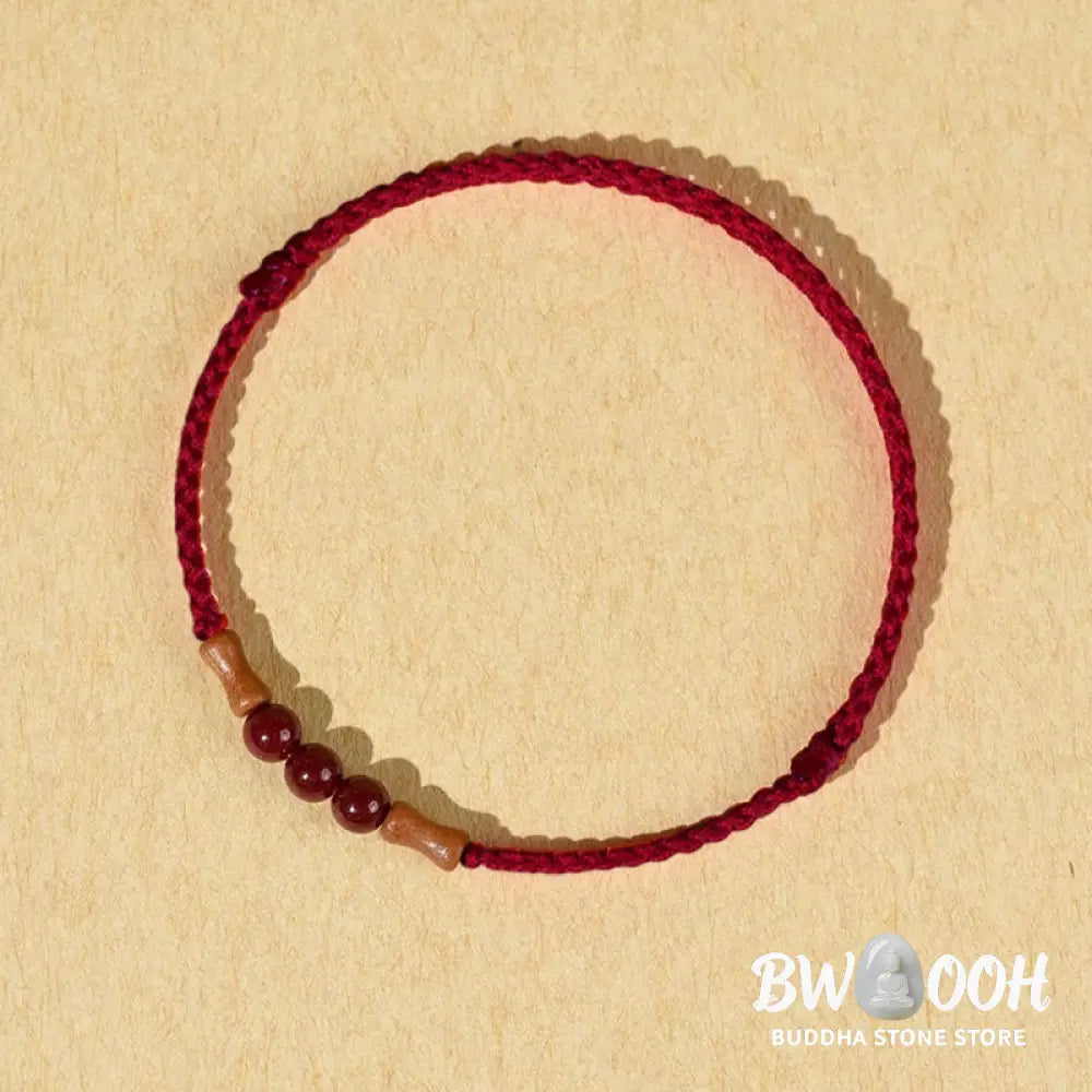 Buddha Stones Cinnabar Beads Peach Wood Blessing String Bracelet - Bracelet