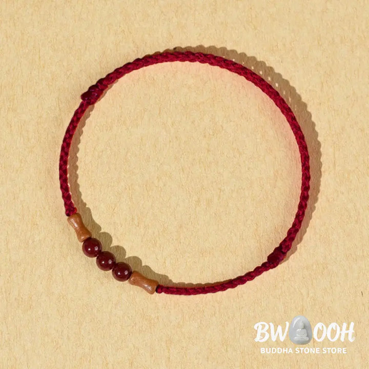 Buddha Stones Cinnabar Beads Peach Wood Blessing String Bracelet - Bracelet