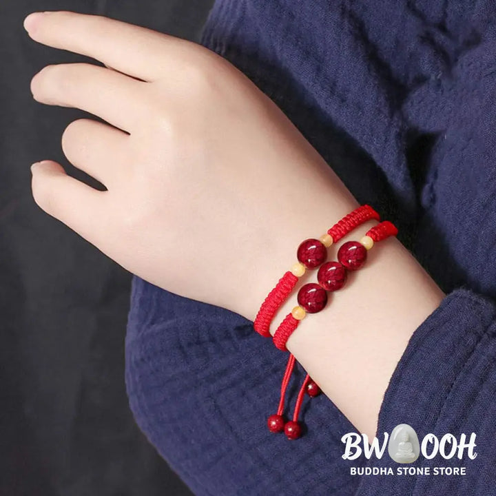 Buddha Stones Cinnabar Blessing Red String Bracelet For Kids - BWOOOH - Bracelet