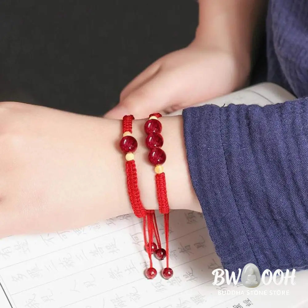 Buddha Stones Cinnabar Blessing Red String Bracelet For Kids - BWOOOH - Bracelet