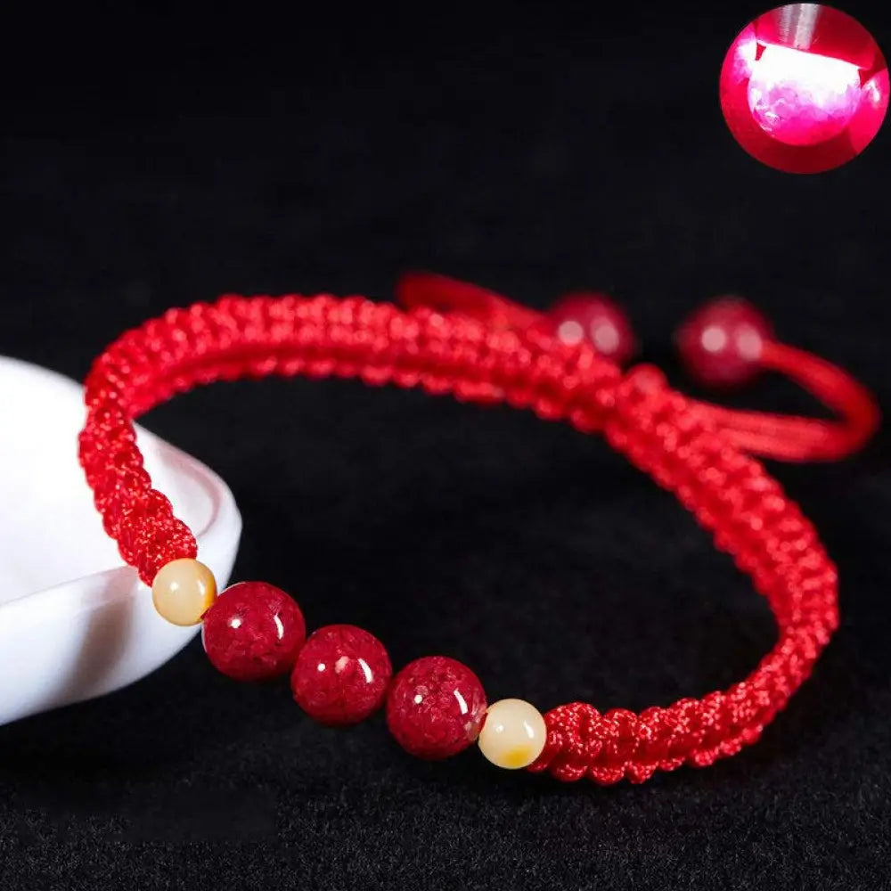 Buddha Stones Cinnabar Blessing Red String Bracelet For Kids - BWOOOH - Red(Wrist Circumference 14cm) / 6mm*8mm