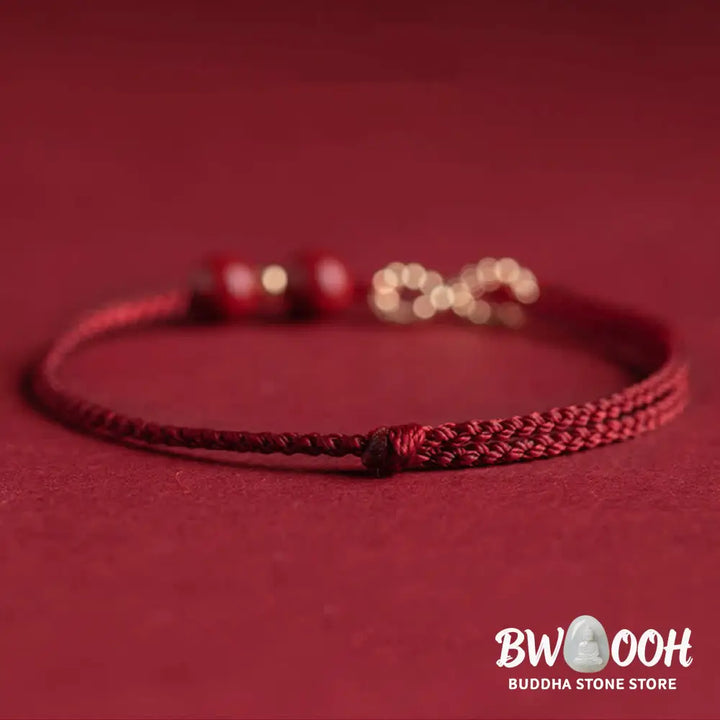 Buddha Stones Cinnabar Blessing Red String Golden Infinity Symbol Bracelet Anklet - BWOOOH - Bracelet Anklet