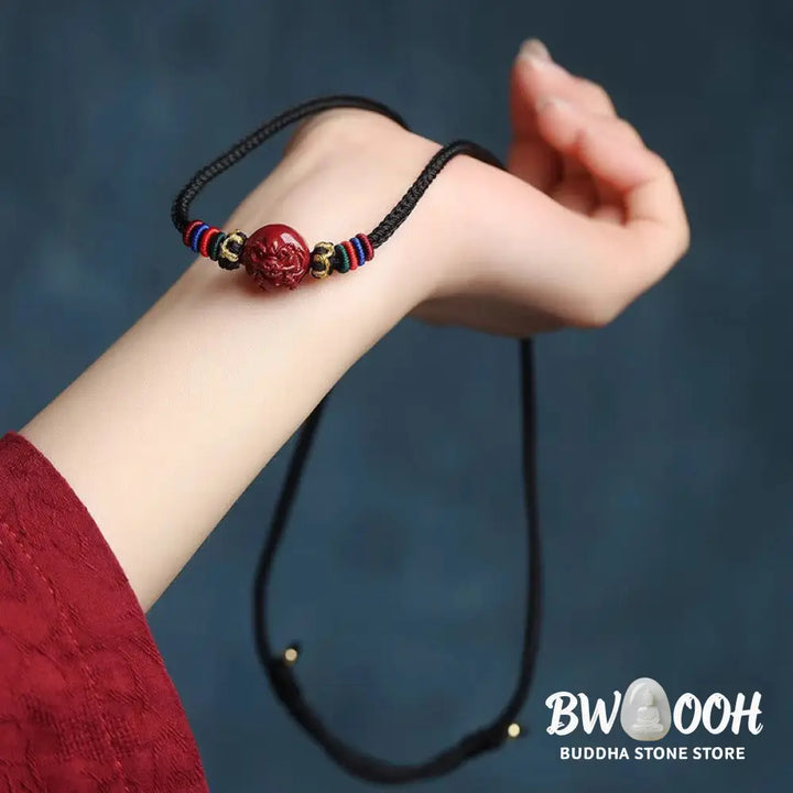 Buddha Stones Cinnabar Chinese Zodiac Black String Blessing Necklace Pendants - BWOOOH - Necklaces &amp; Pendants