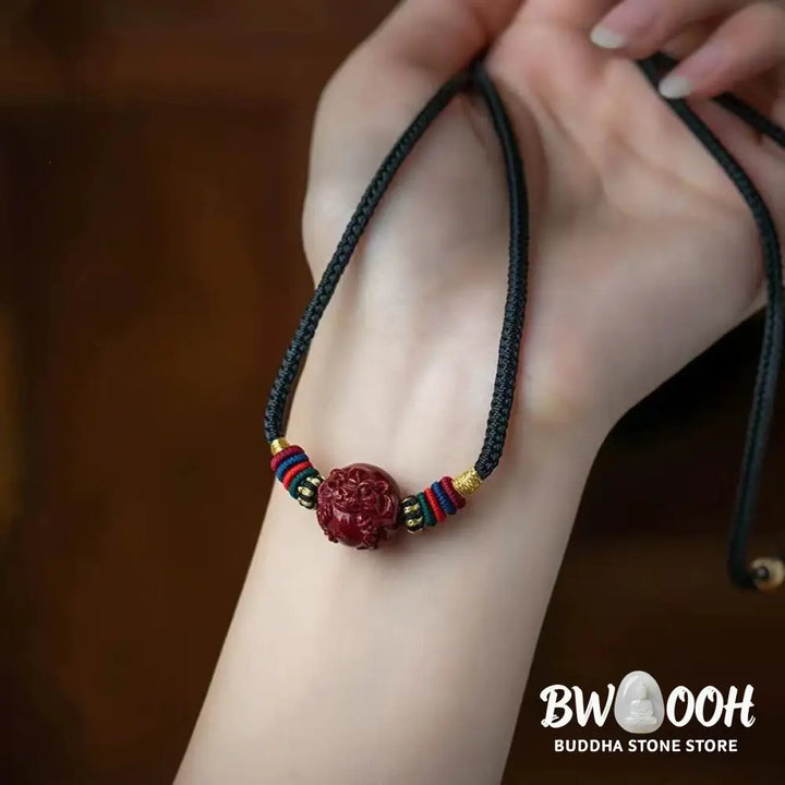 Buddha Stones Cinnabar Chinese Zodiac Black String Blessing Necklace Pendants - BWOOOH - Necklaces &amp; Pendants