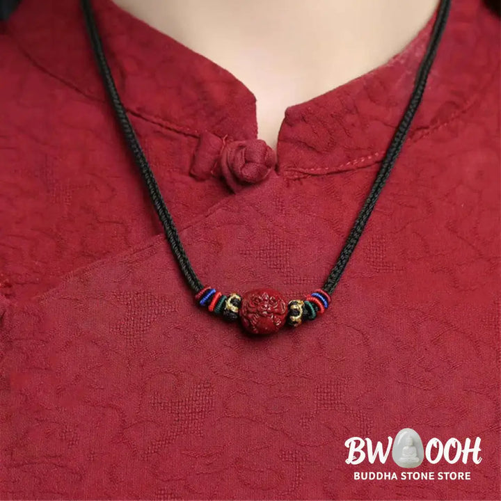 Buddha Stones Cinnabar Chinese Zodiac Black String Blessing Necklace Pendants - BWOOOH - Necklaces &amp; Pendants
