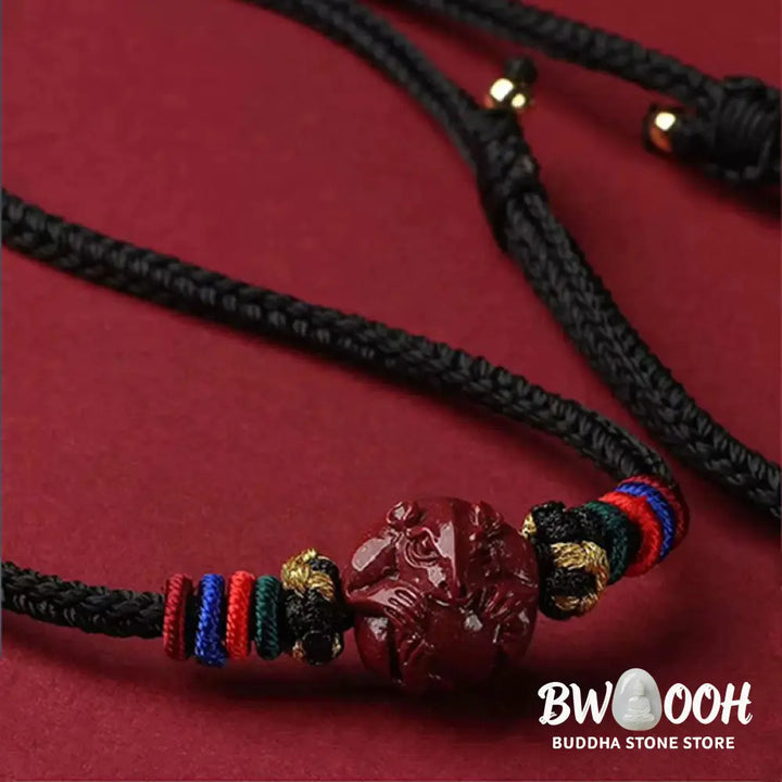 Buddha Stones Cinnabar Chinese Zodiac Black String Blessing Necklace Pendants - BWOOOH - Necklaces &amp; Pendants