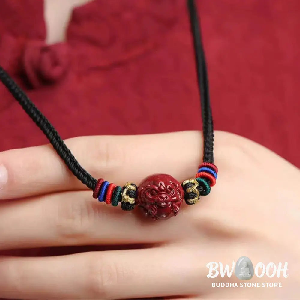 Buddha Stones Cinnabar Chinese Zodiac Black String Blessing Necklace Pendants - BWOOOH - Necklaces &amp; Pendants