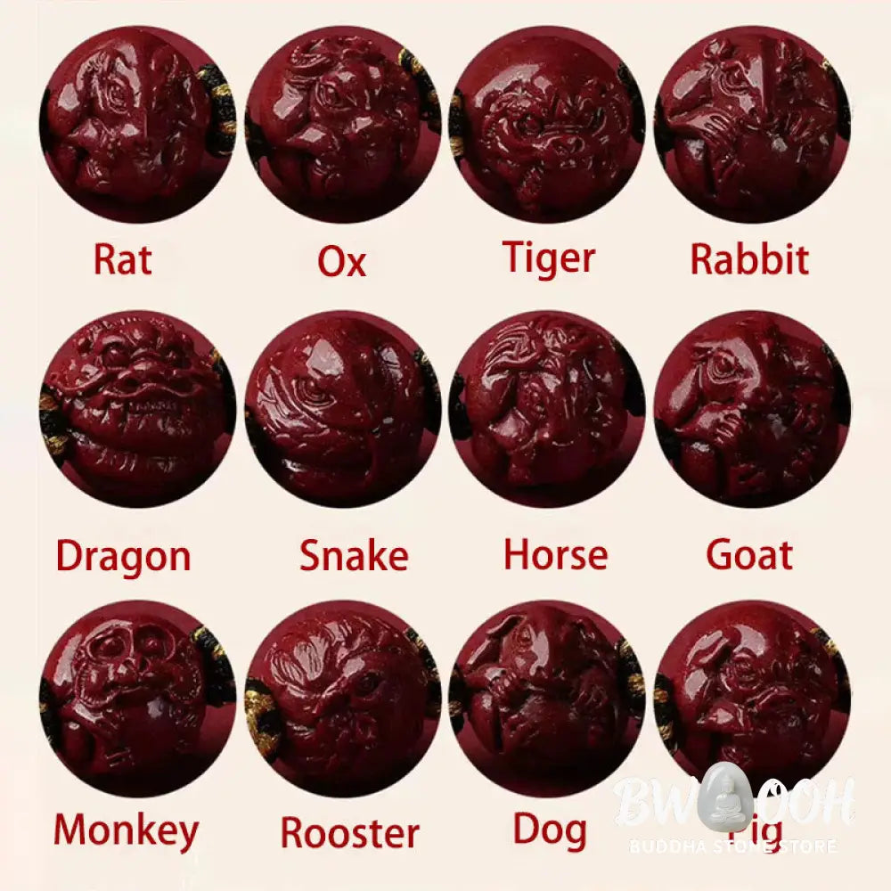 Buddha Stones Cinnabar Chinese Zodiac Black String Blessing Necklace Pendants - BWOOOH - Necklaces &amp; Pendants