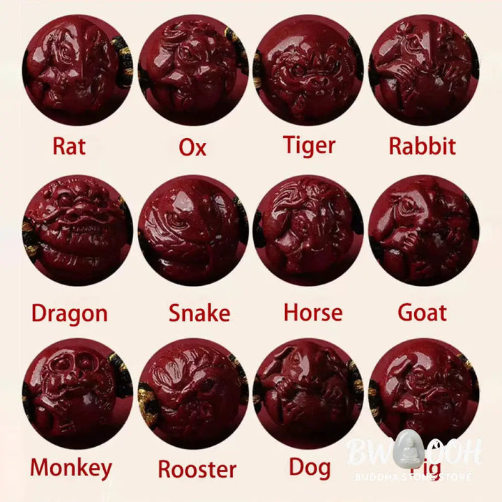 Buddha Stones Cinnabar Chinese Zodiac Black String Blessing Necklace Pendants - BWOOOH - Necklaces &amp; Pendants