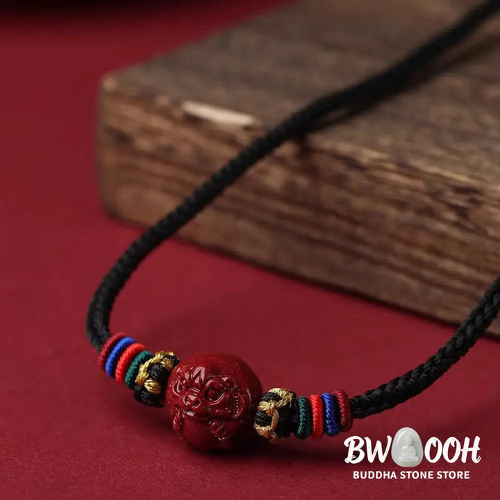 Buddha Stones Cinnabar Chinese Zodiac Black String Blessing Necklace Pendants - BWOOOH - Necklaces &amp; Pendants