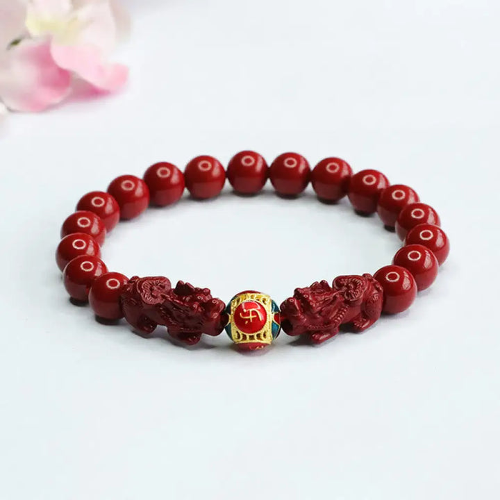 BWOOOH Cinnabar Double PIXIU Keep Away Evil Spirits Bracelet - BWOOOH - Cinnabar Double PIXIU(Wrist