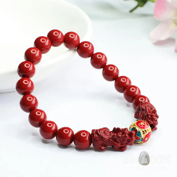 Buddha Stones Cinnabar Double PIXIU Keep Away Evil Spirits Bracelet - BWOOOH - Cinnabar Double PIXIU(Wrist