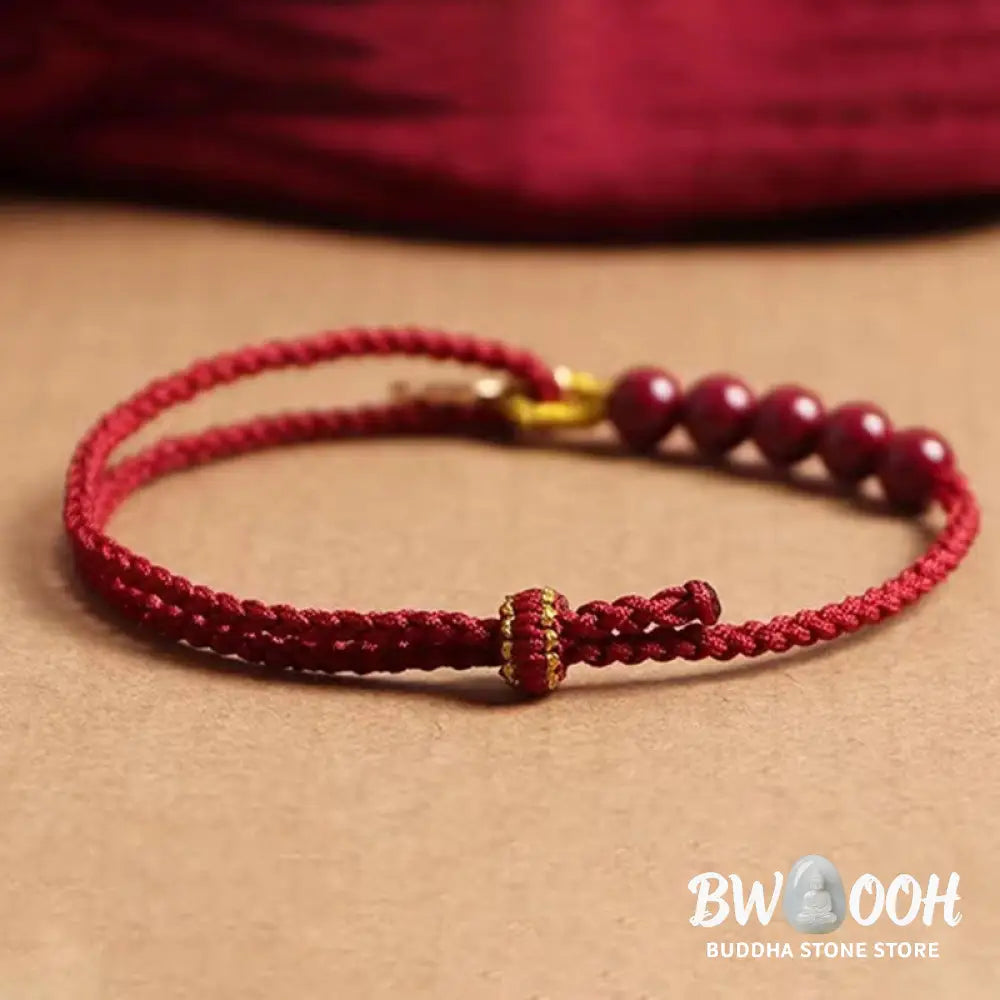 Buddha Stones Cinnabar Fu Character Beads Blessing Red String Handmade Braided Bracelet - BWOOOH - Bracelet