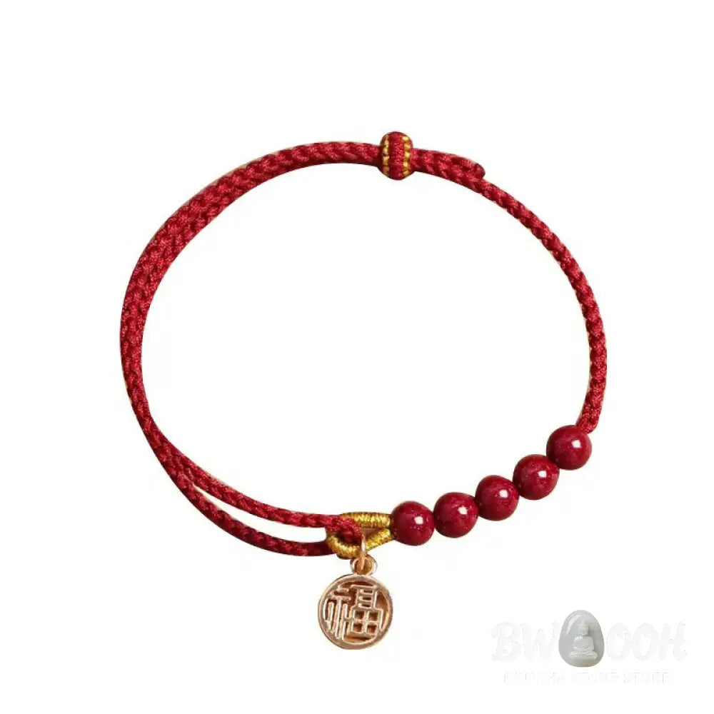 Buddha Stones Cinnabar Fu Character Beads Blessing Red String Handmade Braided Bracelet - BWOOOH - Bracelet