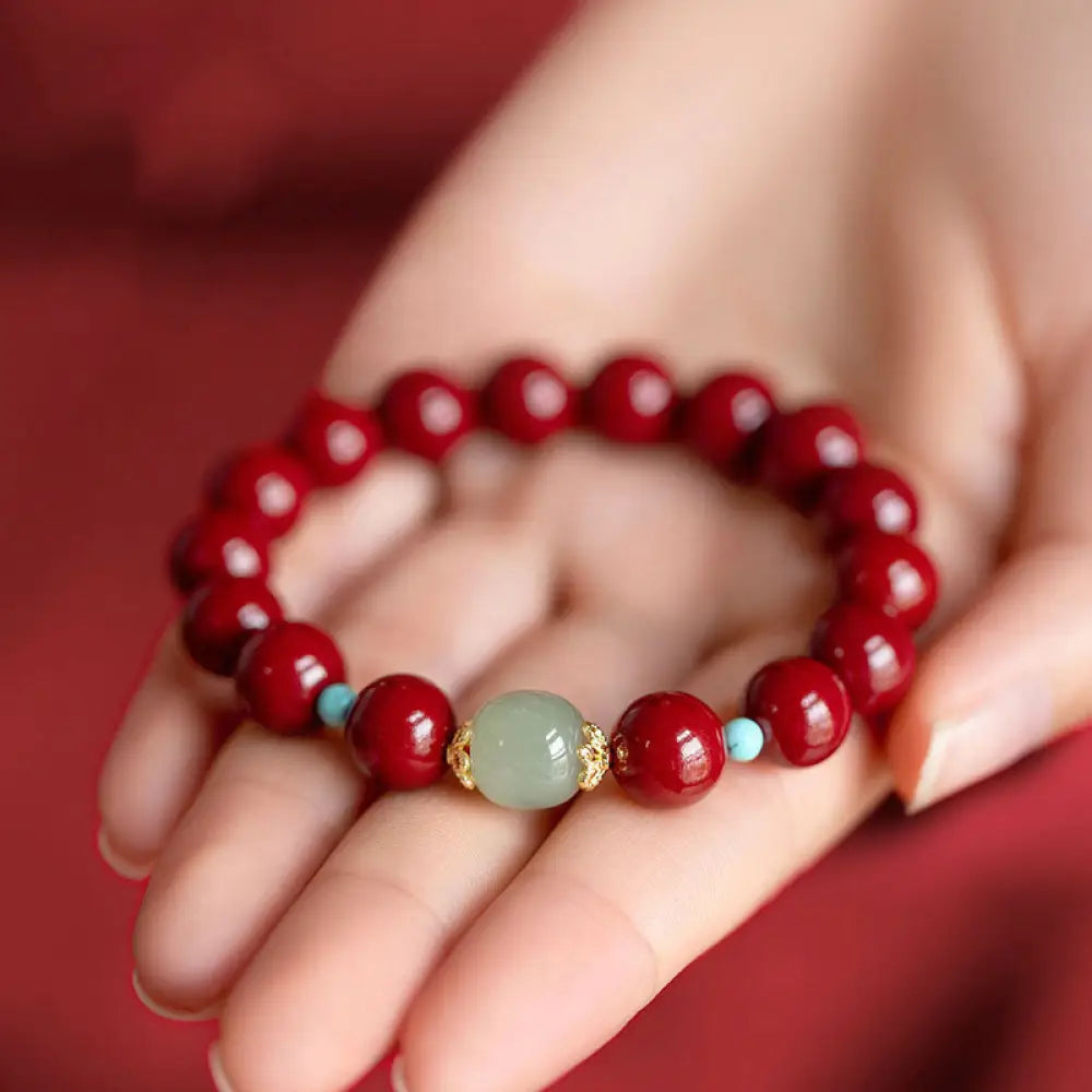 BWOOOH Cinnabar Green Aventurine Fortune Luck Bracelet - BWOOOH - Bracelet