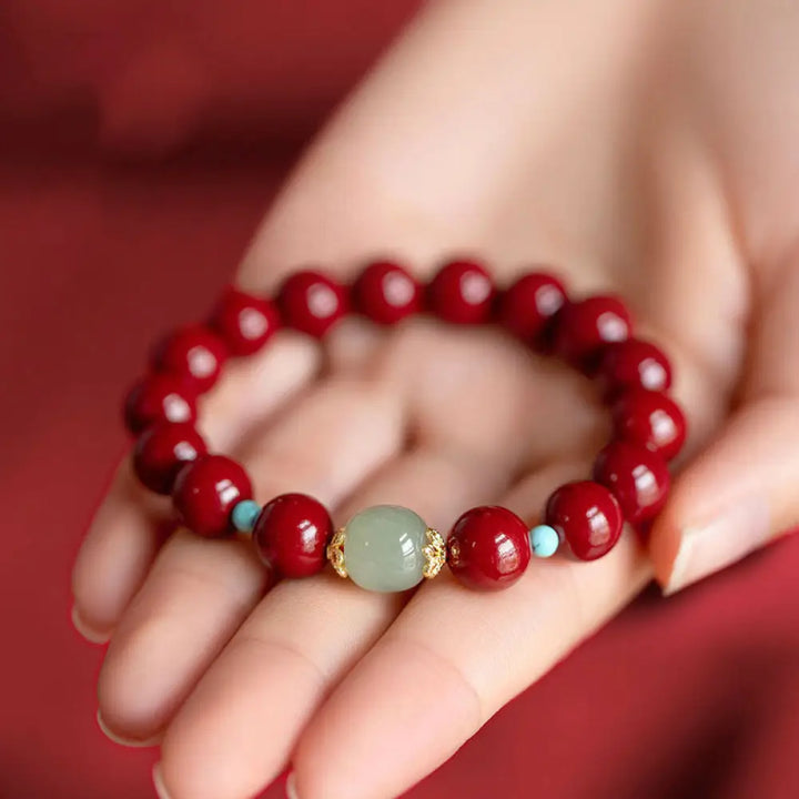 BWOOOH Cinnabar Green Aventurine Fortune Luck Bracelet - BWOOOH - Bracelet