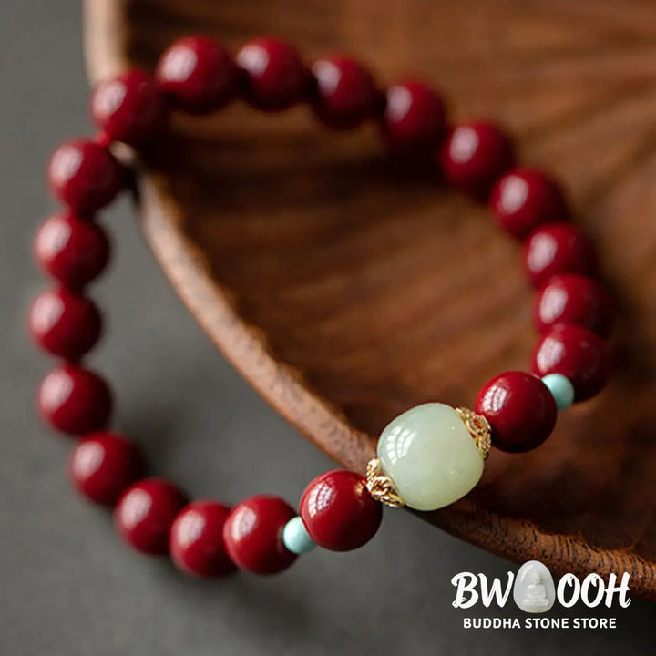 Buddha Stones Cinnabar Green Aventurine Fortune Luck Bracelet - BWOOOH - Bracelet