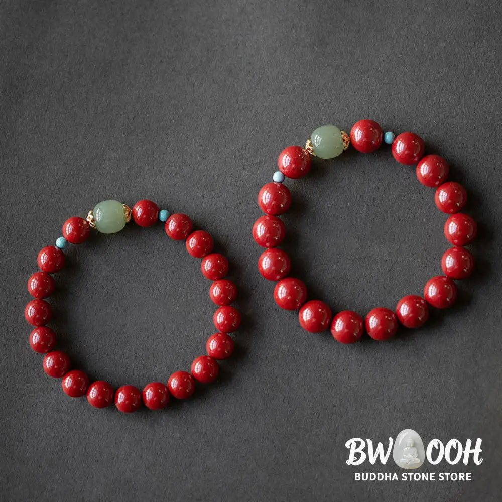 Buddha Stones Cinnabar Green Aventurine Fortune Luck Bracelet - BWOOOH - Bracelet