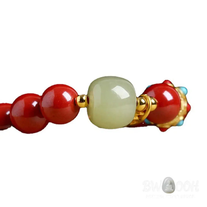 Buddha Stones Cinnabar Green Aventurine Fortune Protection Charm Bracelet - BWOOOH - Bracelet