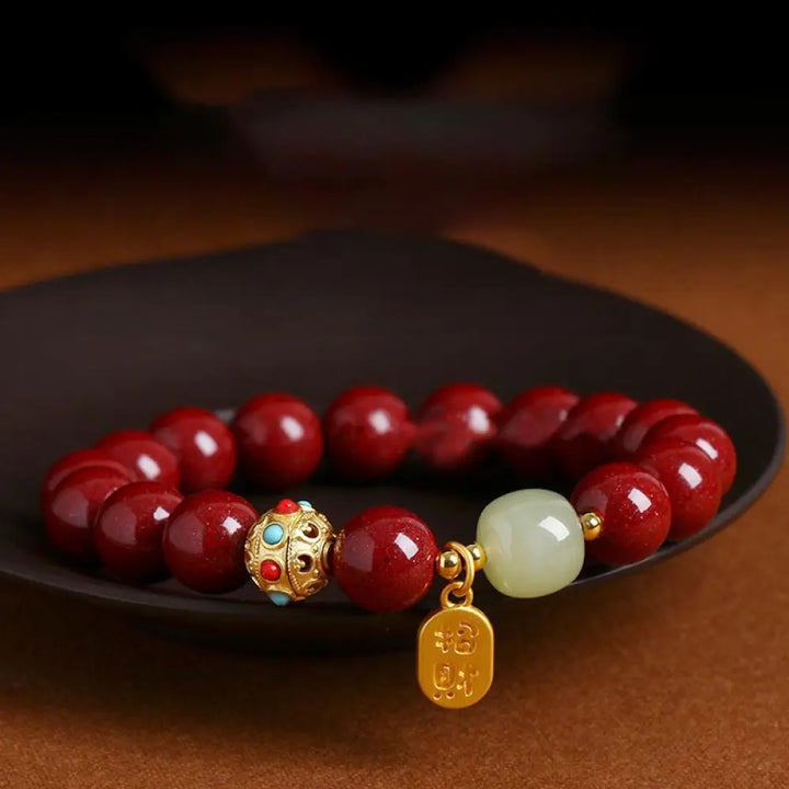 BWOOOH Cinnabar Green Aventurine Fortune Protection Charm Bracelet - BWOOOH - Bracelet