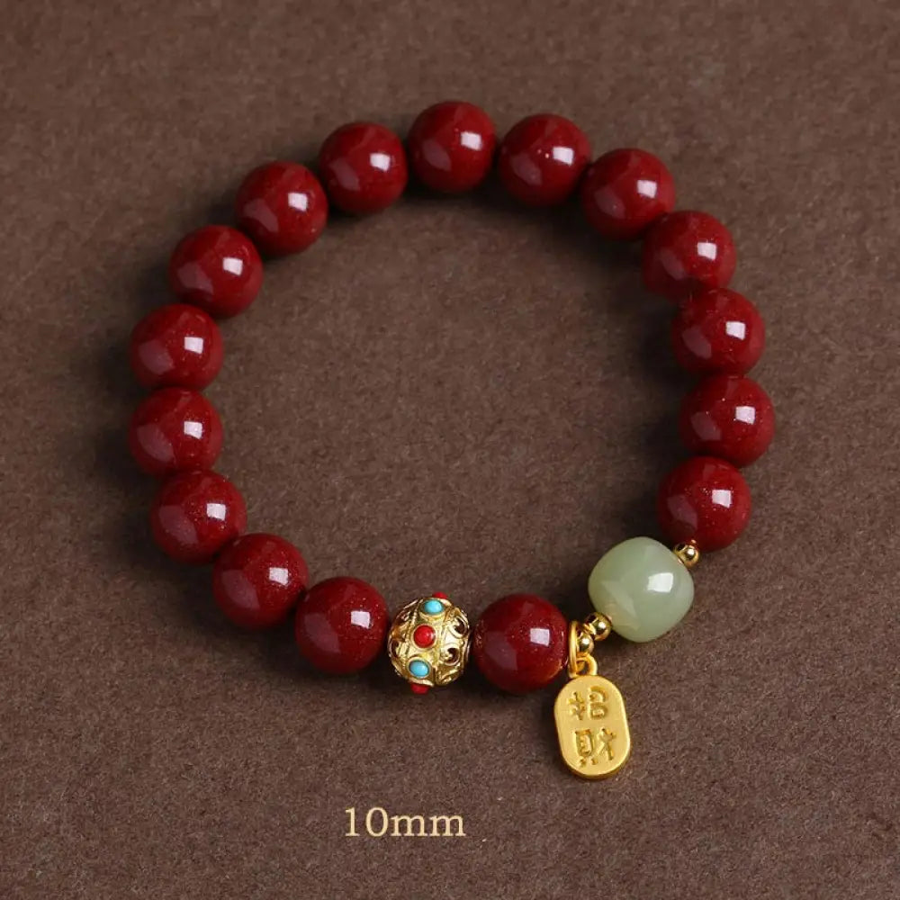 Buddha Stones Cinnabar Green Aventurine Fortune Protection Charm Bracelet - BWOOOH - Purple Sand / 10mm - Bracelet
