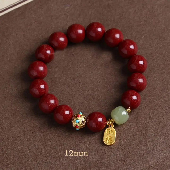 Buddha Stones Cinnabar Green Aventurine Fortune Protection Charm Bracelet - BWOOOH - Purple Sand / 12mm - Bracelet