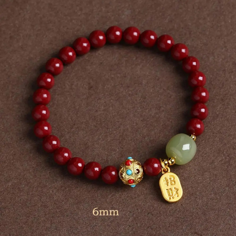 Buddha Stones Cinnabar Green Aventurine Fortune Protection Charm Bracelet - BWOOOH - Purple Sand / 6mm - Bracelet
